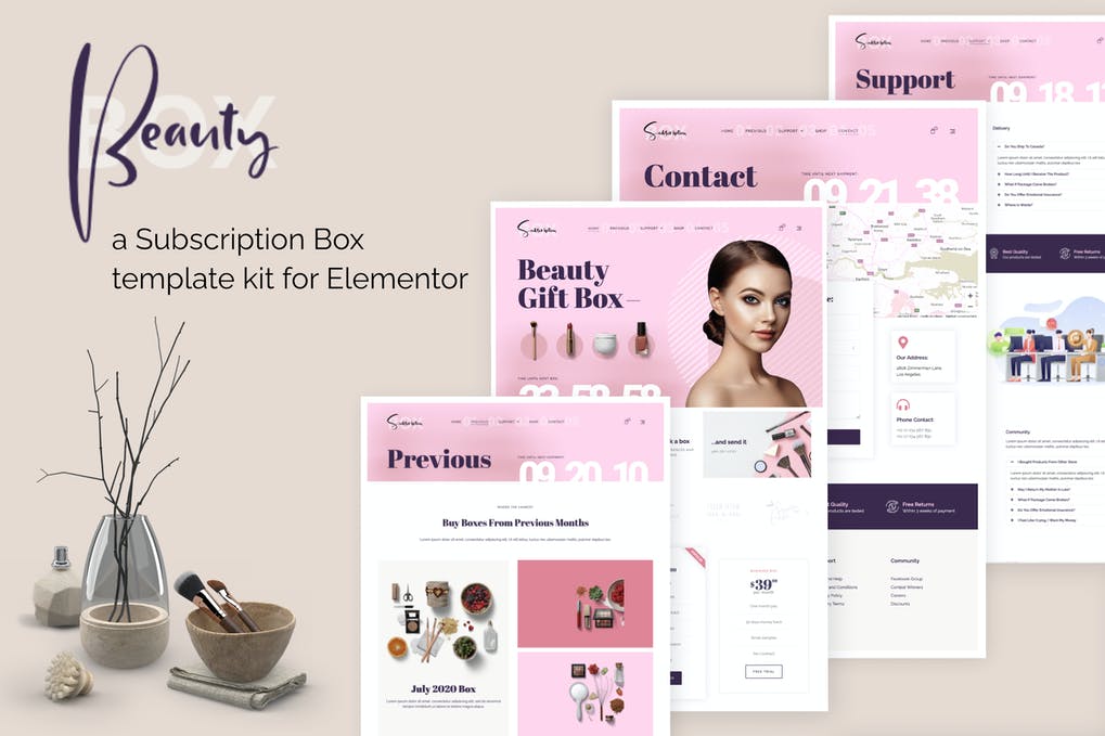 BeautyBox - Subscription Box Elementor Template Kit