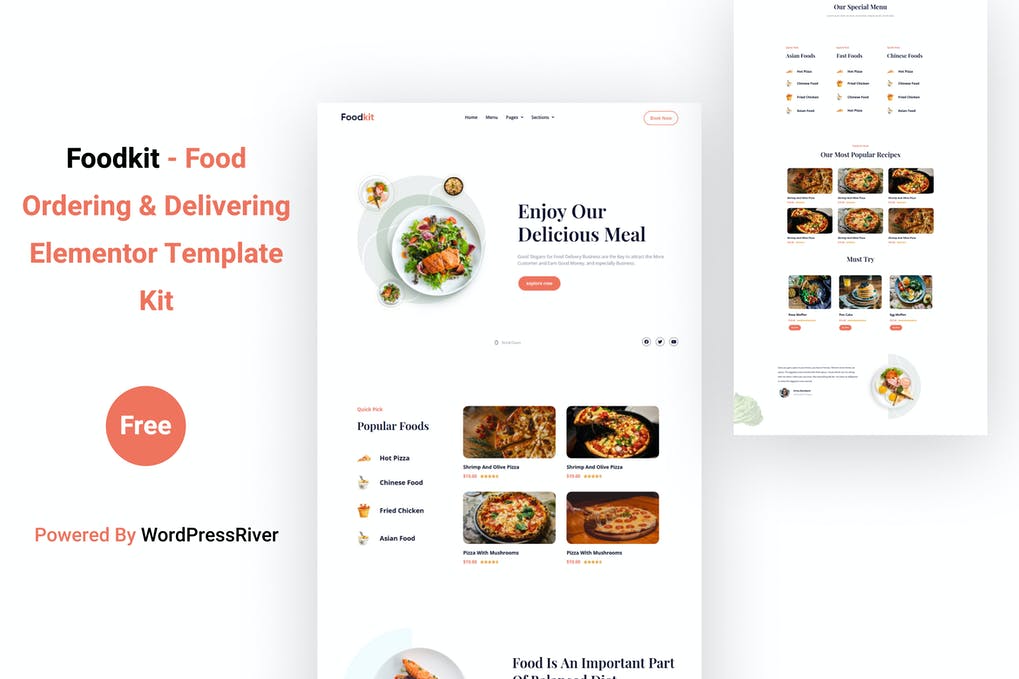 Foodkit - Food Ordering & Delivering Elementor Template Kit