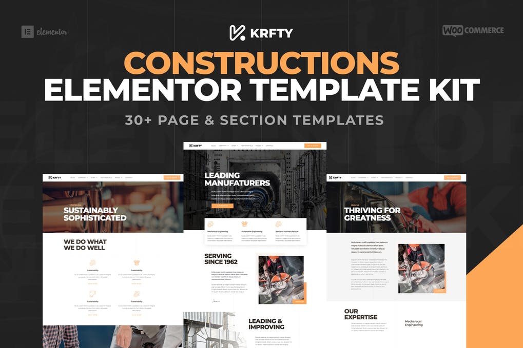 KRAFTY - Construction & Industry Elementor Template Kit