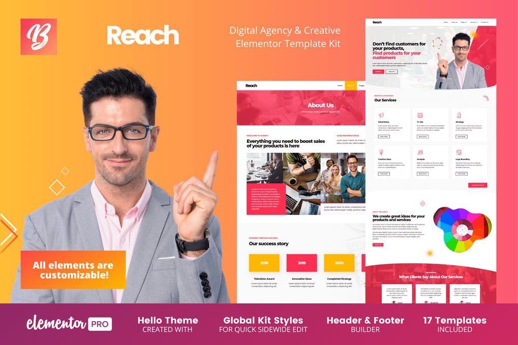 Reach - Digital Agency & Creative Elementor Template Kit