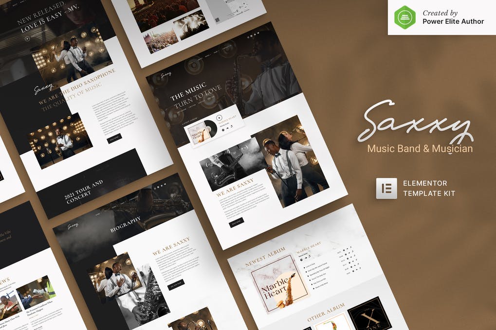 Saxxy-Music-Band-Musician-Elementor-Template-Kit