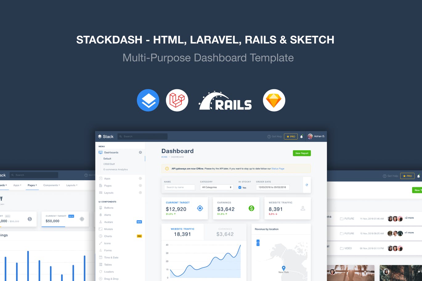 Stack - Laravel HTML & Rails Template